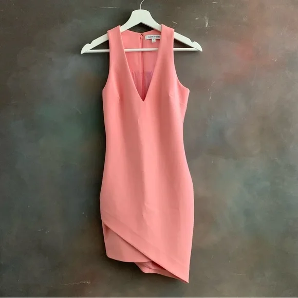 Elizabeth & James Rosa Bodycon Dress V-neck Sleeveless Asymmetric Size 0 Peach - Picture 3 of 12